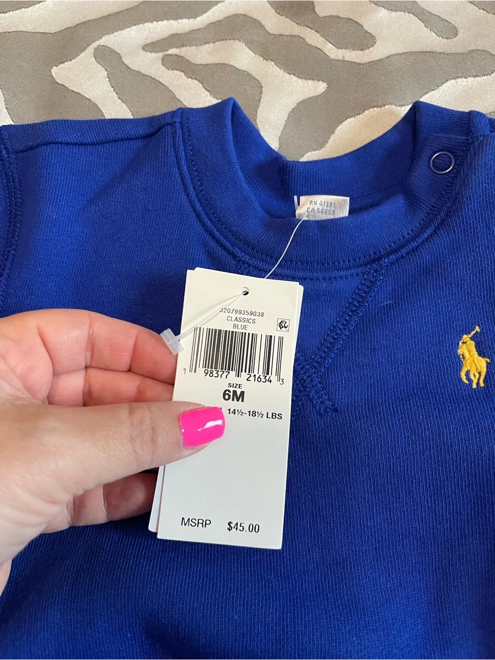 Ralph Lauren Toddler Crewneck Sweatshirt in Royal Blue with Yellow Pony